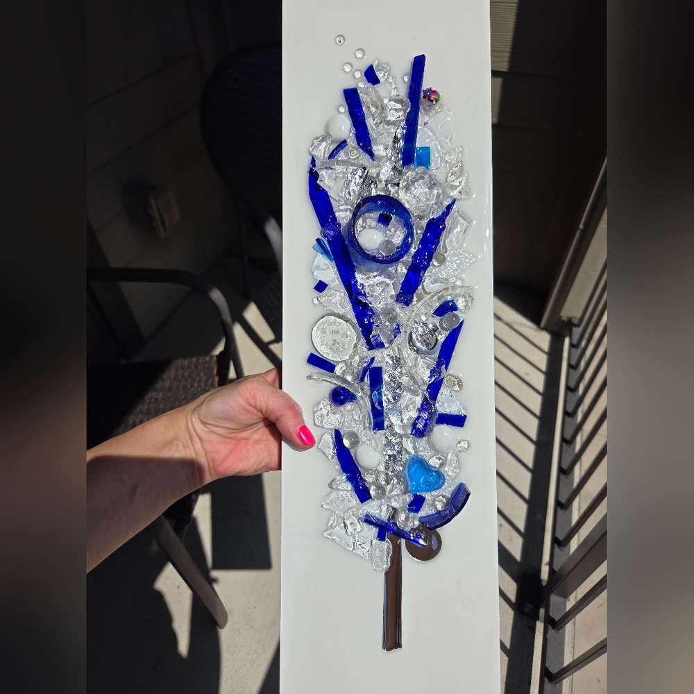 Glass & Resin Abstract Tree ( Cobalt Blue, Mirror, Glass)